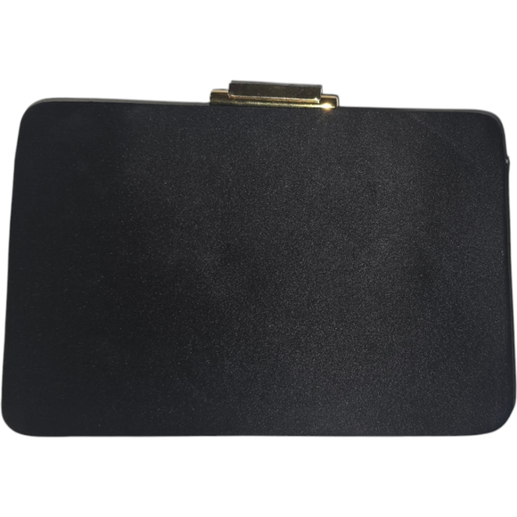 Donna Karan Women's Black Evening Clutch Satin Gold Hardware - Picture 1 of 9